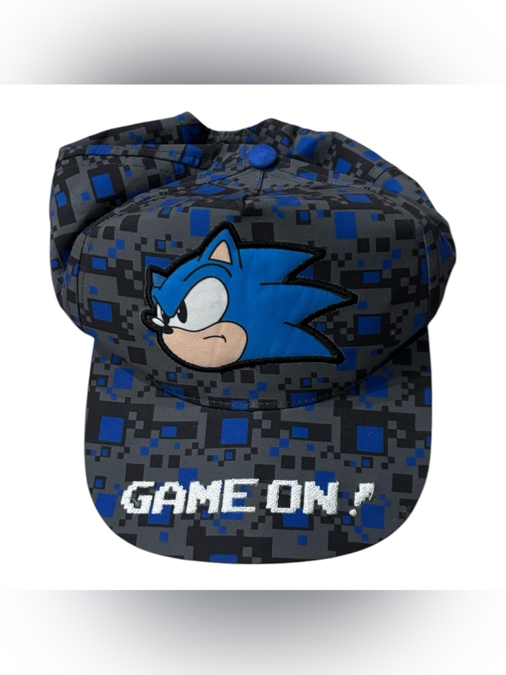 Kids Youth Blue Sonic 'Game On!' Pixel Baseball Cap